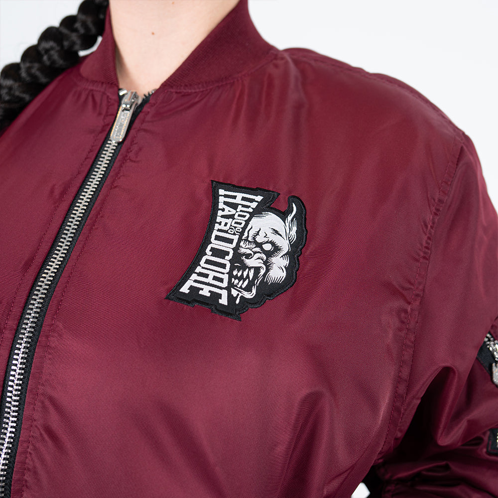 100% Hardcore Bomberjacket Vertical Burgundy Red