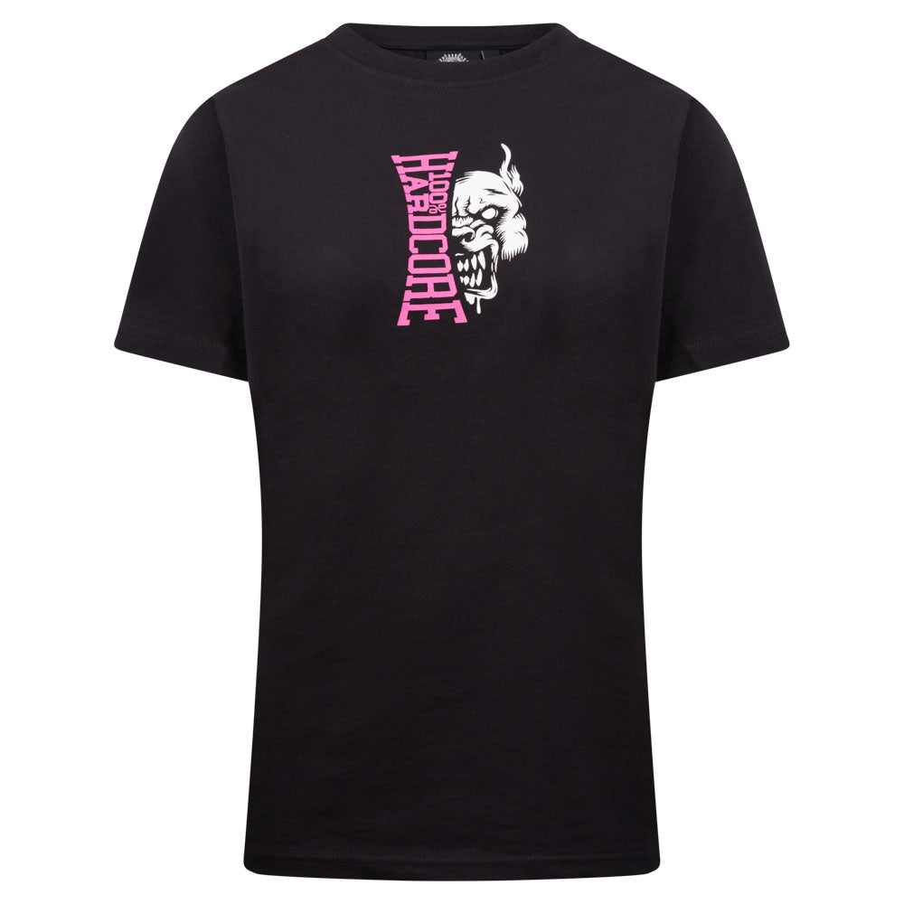 100% Hardcore Ladies T-shirt Vertical Black/Pink